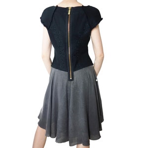Hugo Boss Vintage Black Embroidery Dress Grey Ruched Patchwork dress Y2K 90s deconstructed denim corset Sleeveless