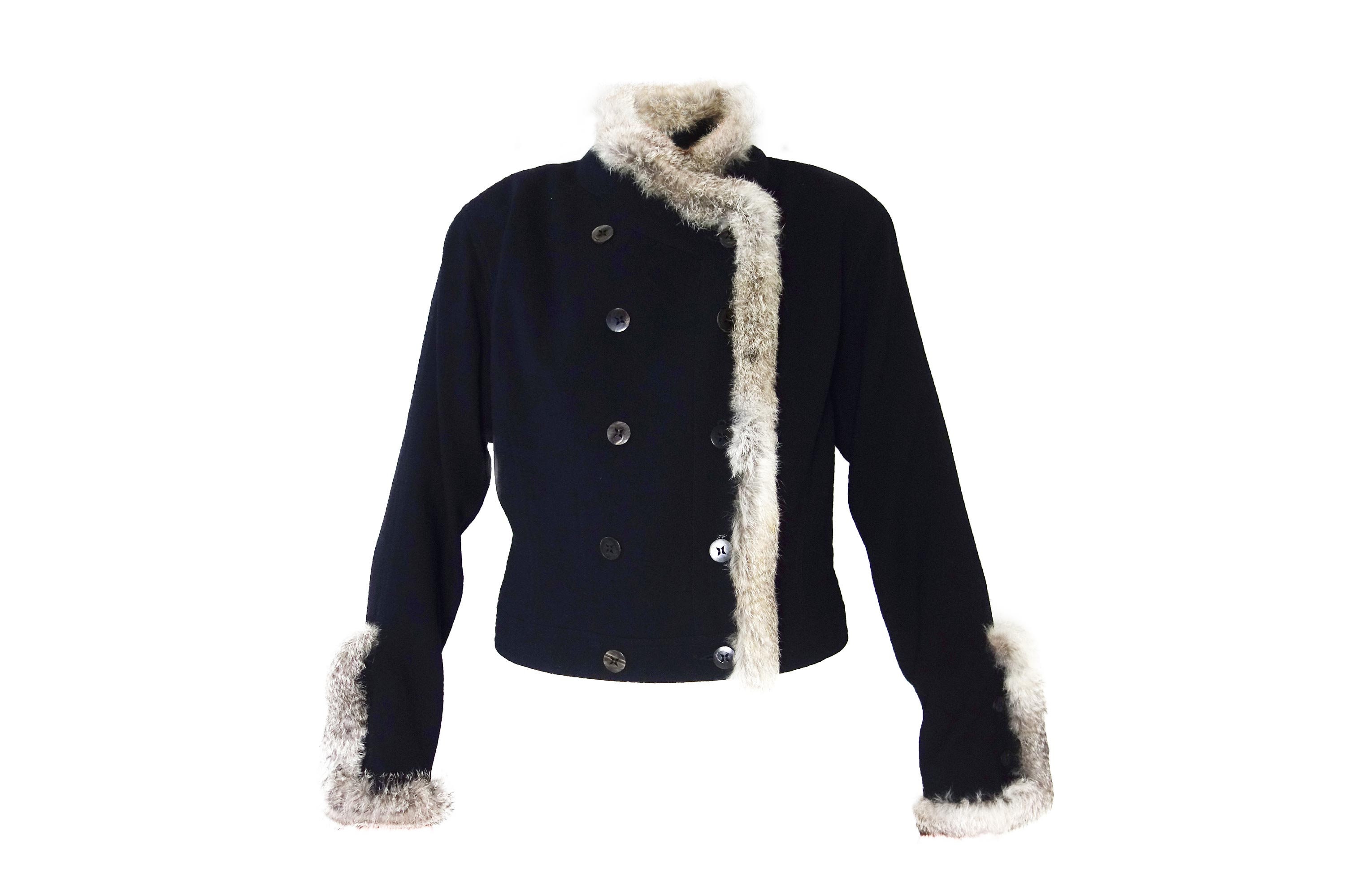 John Galliano cream wool and fur sweater with matching shearling