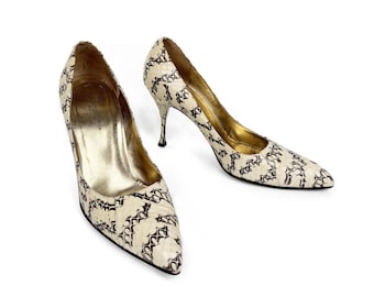 Dolce Gabbana FW 2004 Runway Heels Pumps Python Print Size 40 US 9