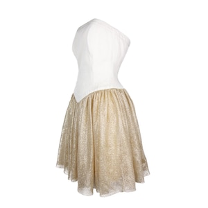 Escada Couture Gold Corset Evening Mini Dress Cocktail Tulle Early 90s Size 38
