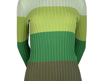 Anna Sui x James Coviello Ribbed Striped Top Cotton Long-Sleeve Jumper Size M L