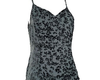 Giorgio Armani Velvet Floral Print Tank Top Size US 6 Camisole 90s Vintage