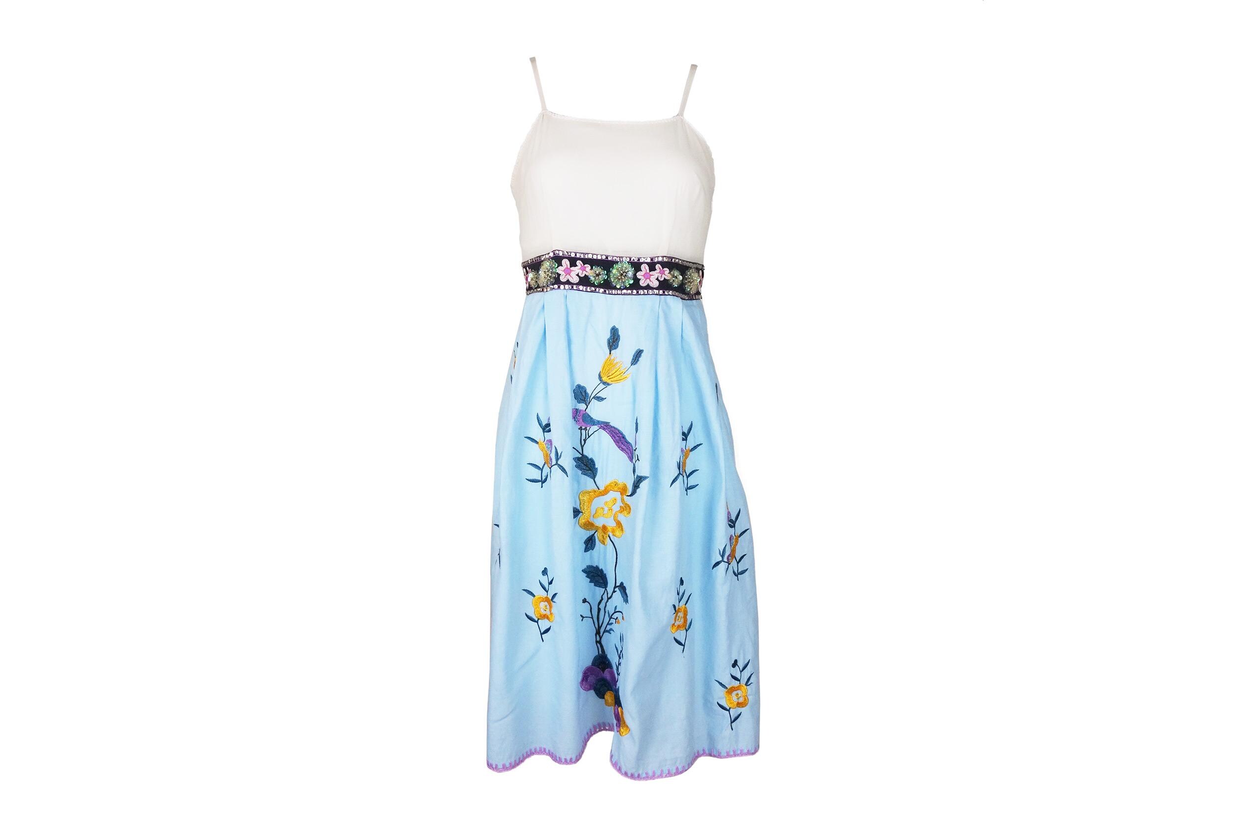 blumarine floral embroidery mini dress - blue Sequin the Renata dress elevates SubCat: MIDI DRESS Cute A Line Short color:Lavender