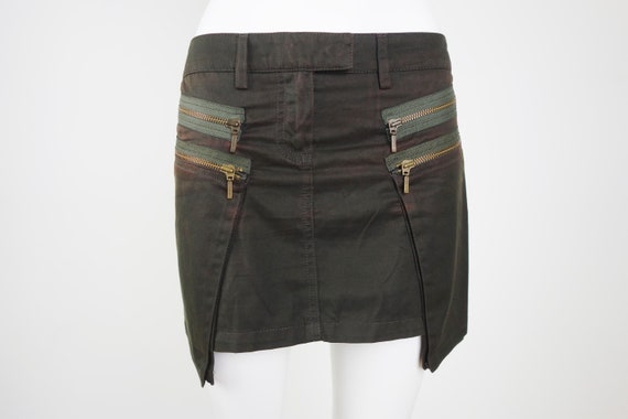 Plein Sud Jeans Cotton Mini Skirt Olive Khaki Military Green Cargo