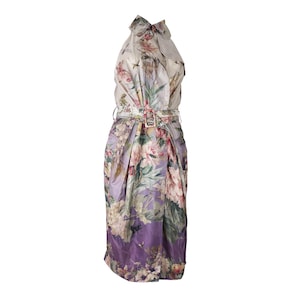 Jean Paul Gaultier Floral Bug Print Silk Wrap Belted Sleeveless Dress Size S Vintage