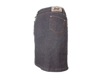 DOLCE & GABBANA Grey Denim Wrap Skirt Asymmetric Vintage 90s Y2K