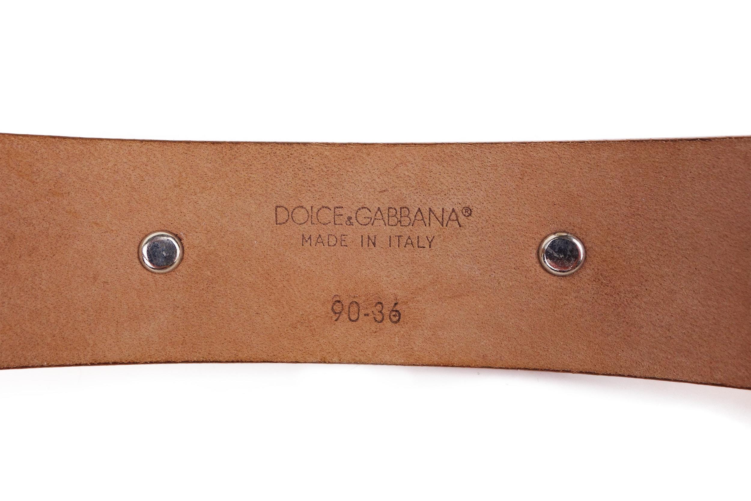 Dolce & Gabbana Leather Orange Belt Studded Rhinestone Size  display picture 3