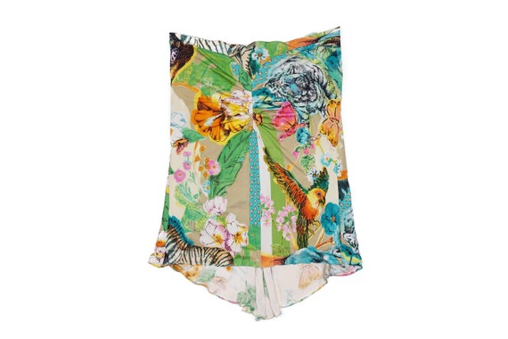 Blumarine Animal and Floral Print Silk Midi Skirt… - image 2