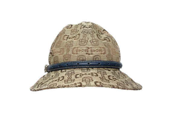 Reversible GG and Horsebit bucket hat in beige and blue