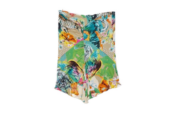 Blumarine Animal and Floral Print Silk Midi Skirt… - image 1