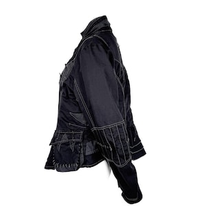 Et Compagnie Deconstructed Patchwork Zip Black Cotton Jacket Size S Vintage 90s