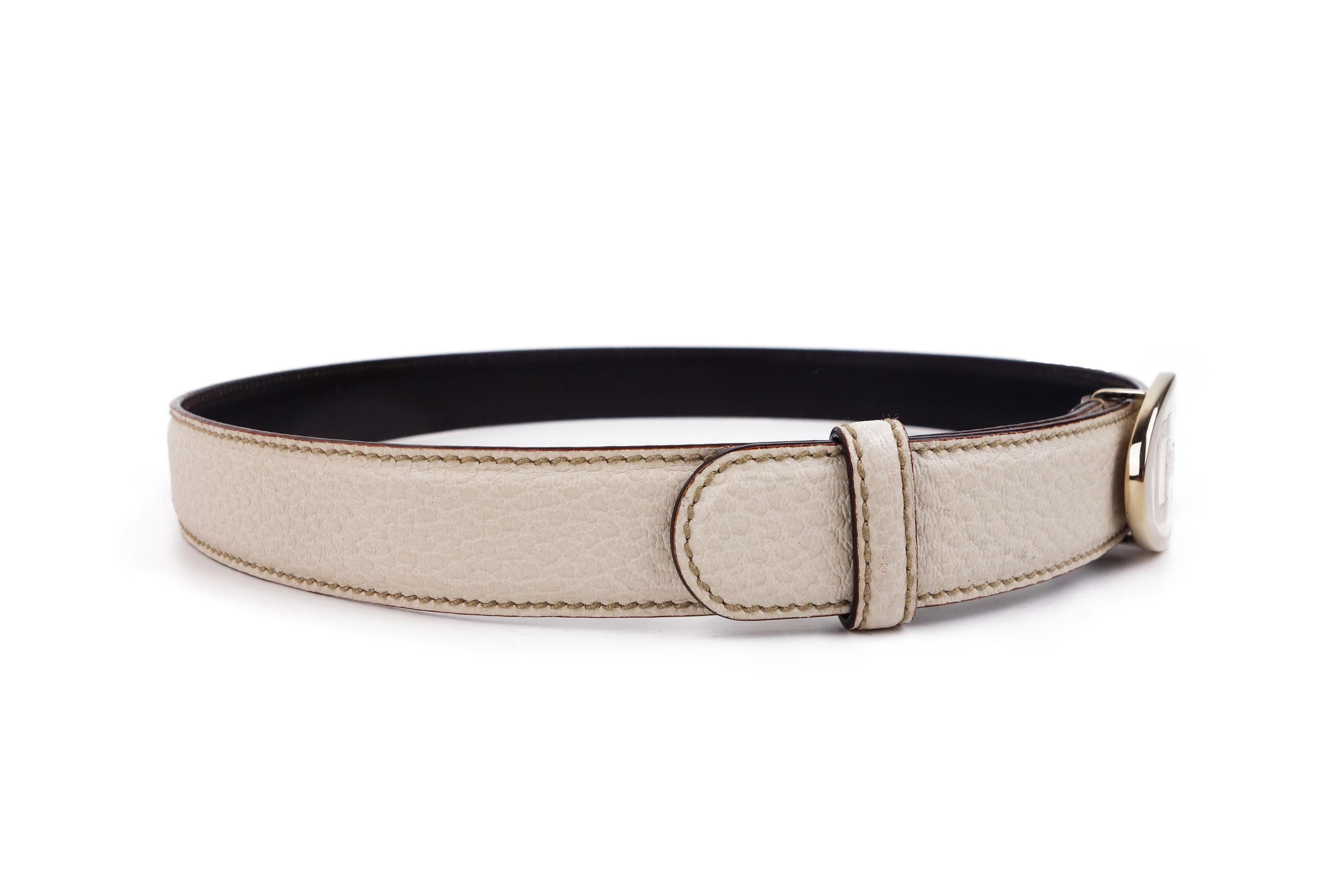 Gucci Vintage Horsebit Belt Beige Leather Gold Buckle GG  display picture 3