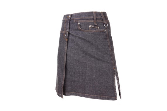 スカート D&G 2000s Patchwork Skirt DOLCE & GABBANA Grey Denim Wrap Skirt Asymmetric Vintage 90s Y2K