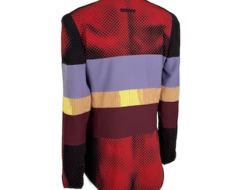 Jean Paul Gaultier S/S 1996 Vintage Cyberbaba Optical Illusion Print Jacket Blazer Size M