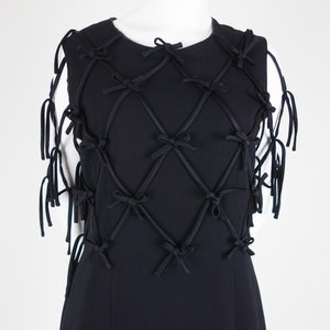 Vintage MOSCHINO CHEAP and CHIC &quot;Take A Bow&quot; Ribbon Overlay Black Dress L 90s