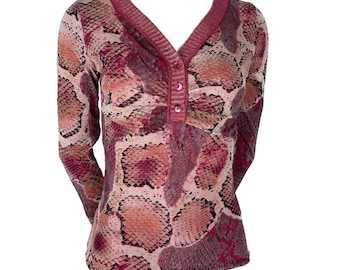 90s Angelo Marani Italian Brand Mesh Snake Print Tee Top Made in Italy