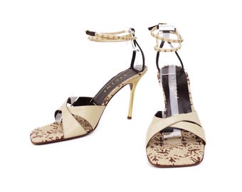 Vicini Design by Giuseppe Zanotti ベージュヒール アンクルストラップサンダル サイズ39 ヴィンテージ 00年代