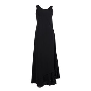 Marithe Francois Girbaud Vintage Ruched Black Maxi Dress 2000s Asymmetrical