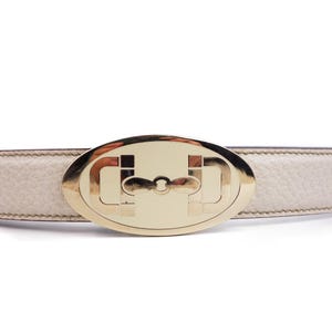 Gucci Vintage Horsebit Belt Beige Leather Gold Buckle GG Size 85 34 Vintage