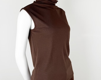 Junko Shimada Vintage Brown Turtle Women's Sleeveless Knit Top Size M AWAW
