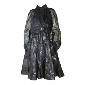 SONIA RYKIEL Vintage Semi-transparent Black Raincoat Transparent Rain Coat Charcoal Trench Jacket