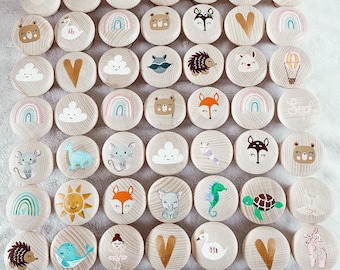 Kommodenknauf, Knopf, Möbelgriff mit Themenmotiven handbemalt aus Holz