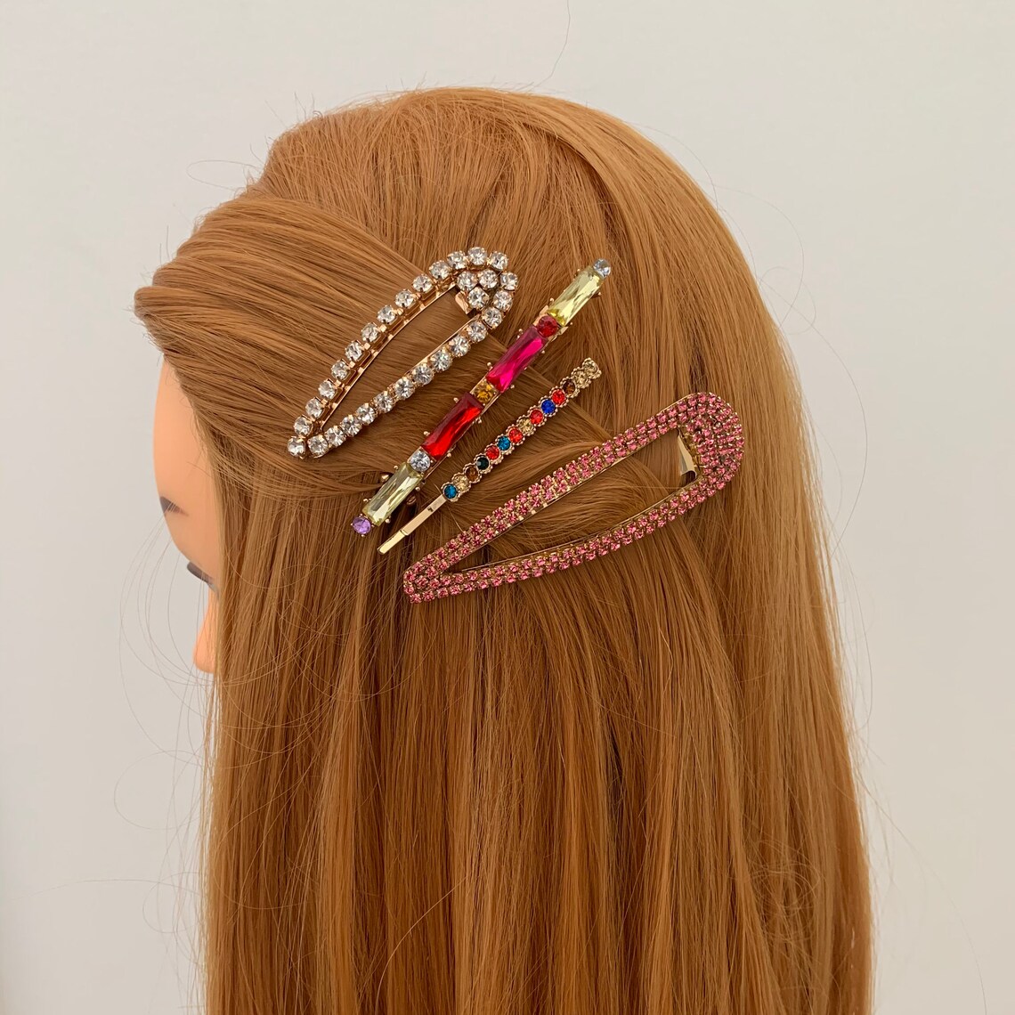 Rhinestone Bling Fashion Hair Clip Set Jeweled Hair Etsy