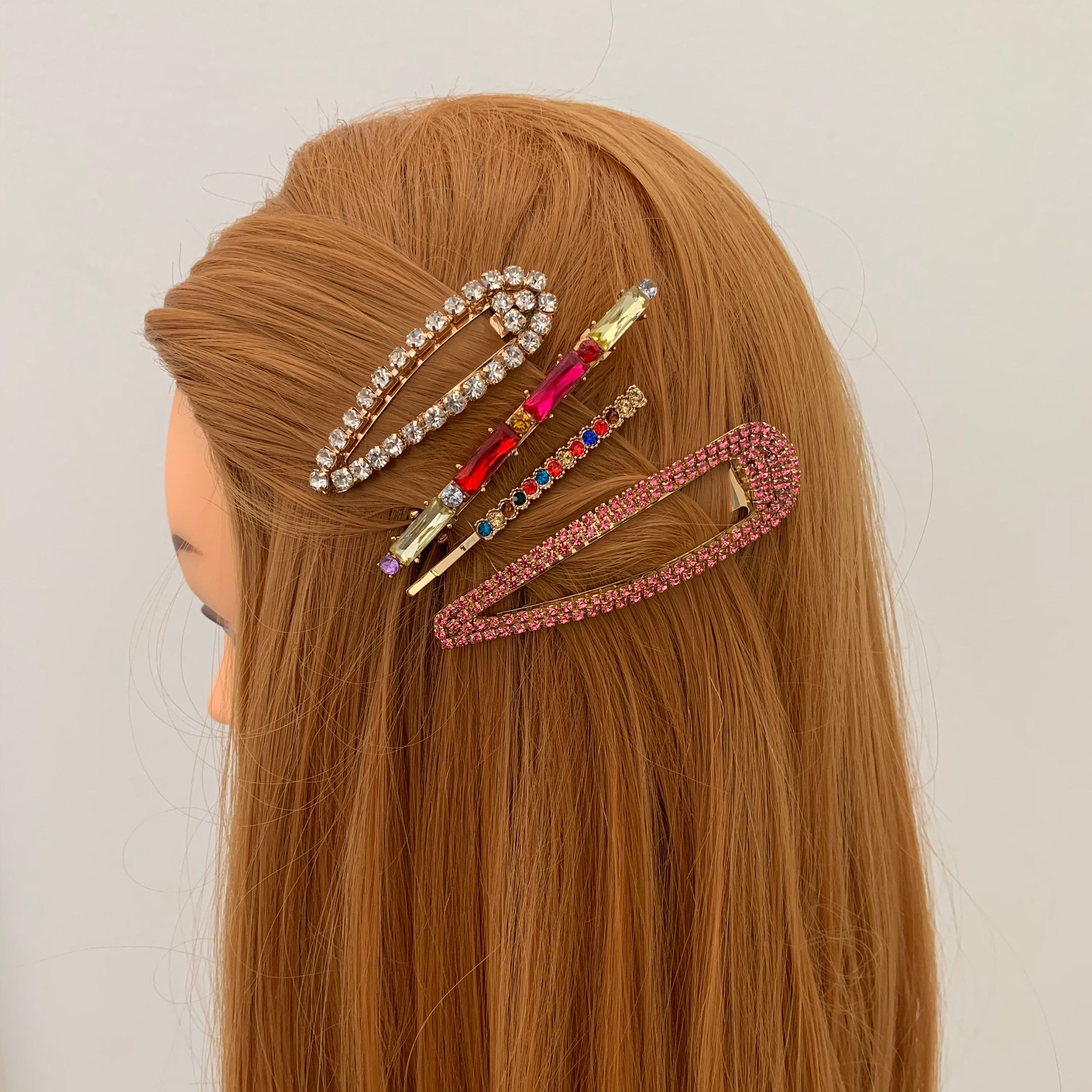 Rhinestone Bling Fashion Hair Clip Set Jeweled Hair Etsy