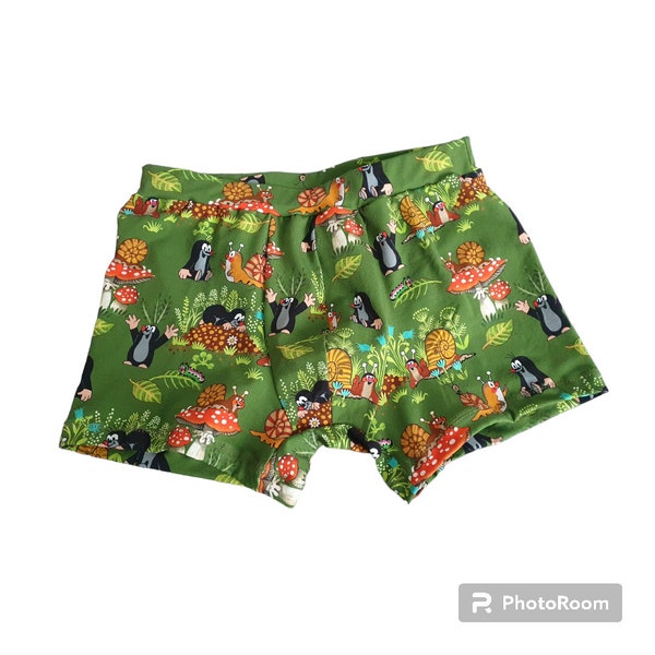 Boxershorts Herren Handmade M L XL Pauli der kleine Maulwurf grün bunt