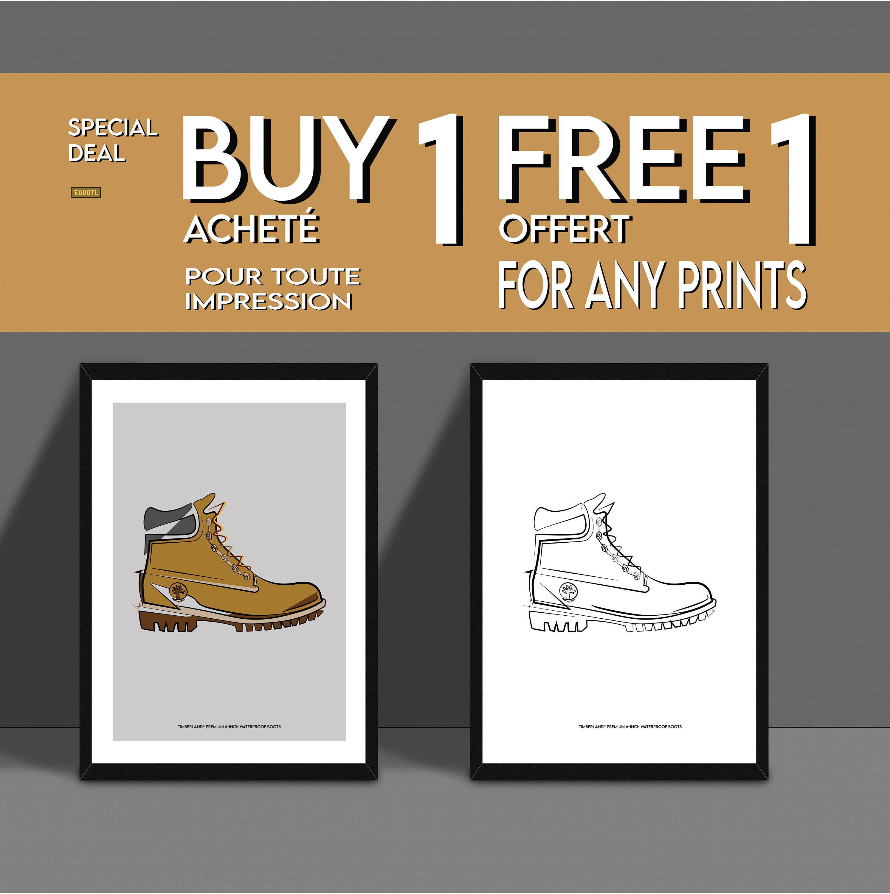 Minimal Boots Posters Timberland Décoration Intérieure A3 A4 Sneaker Poster Wall Art Sneakerhead Gif