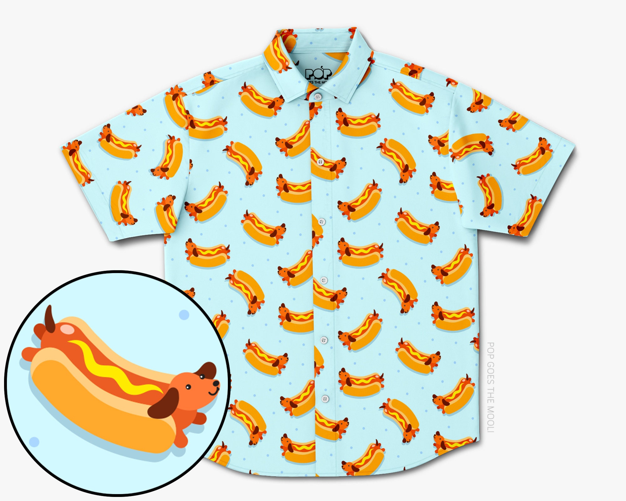 Hot Dog Button Down Up Shirt