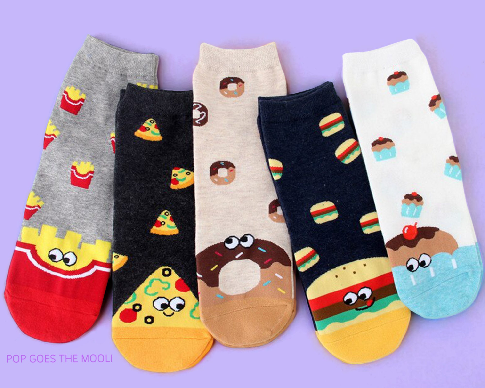 Fast Food Socks Novelty Burger Pizza Donut Cupcake French | Etsy