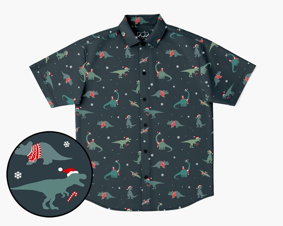 dinosaur print button down