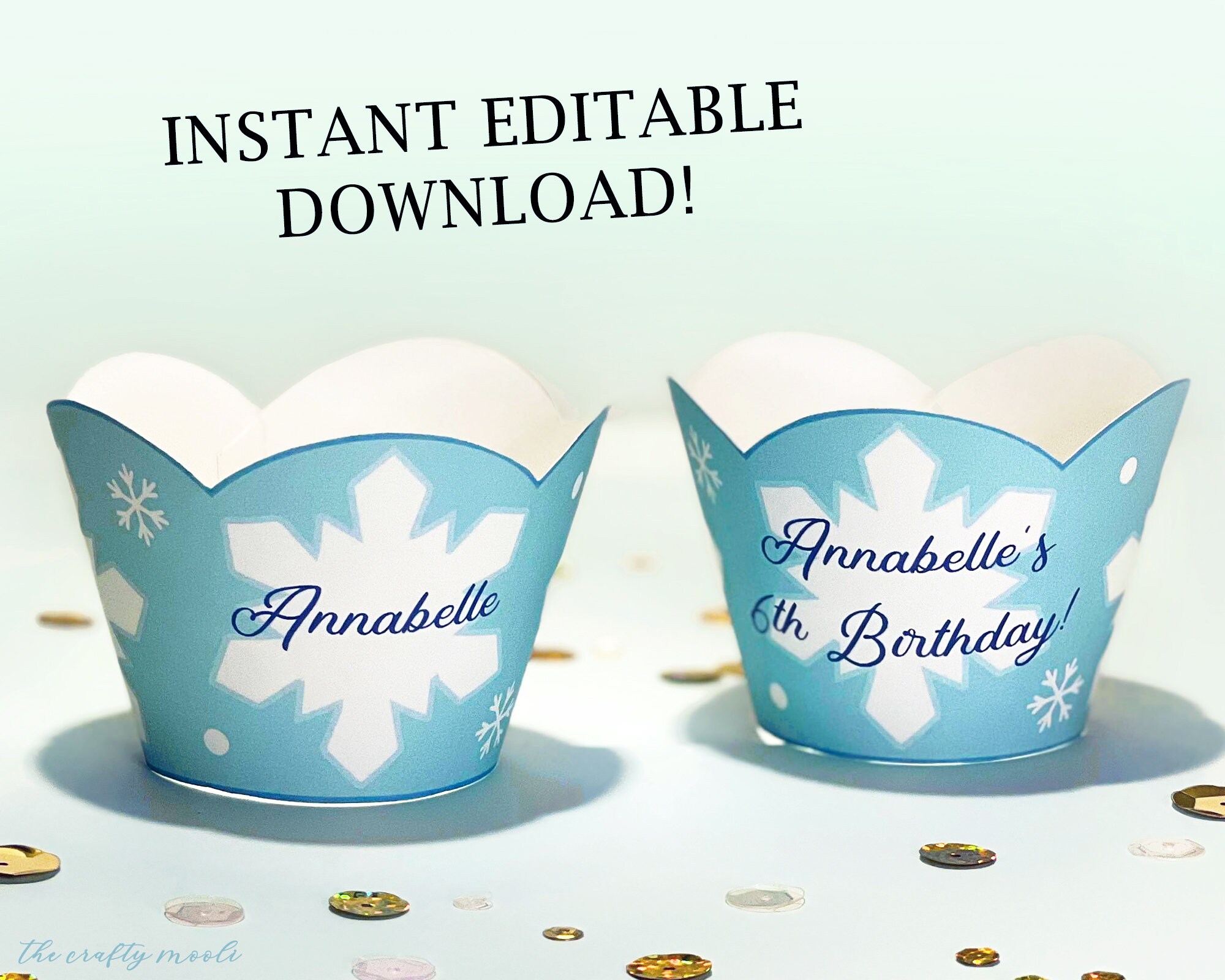 Frozen Cupcake Wrapper - Instant Downloadable Printable Editable PDF ...