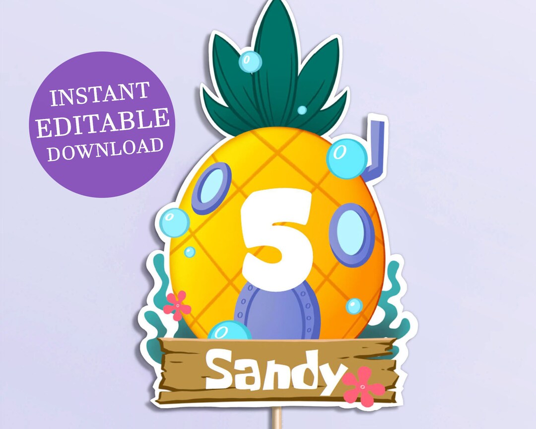 Spongebob Squarepants Inspired Cake Topper Instant Download Party ...