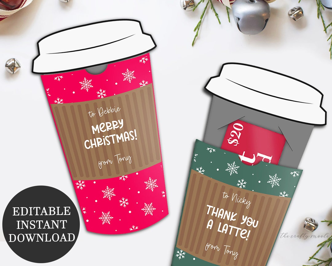 Christmas Cup Gift Card Holder - Instant Downloadable Printable ...