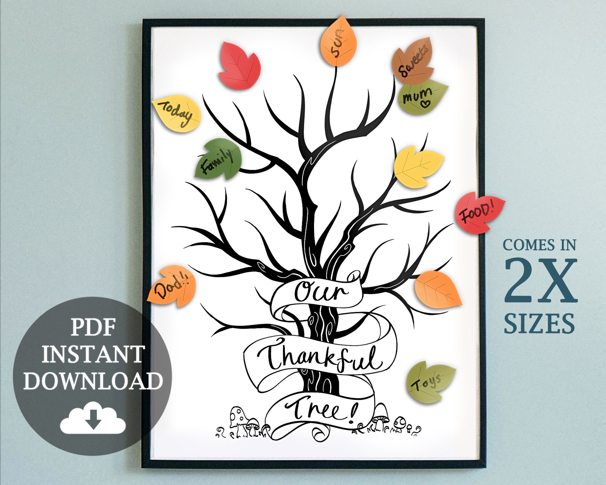 Thankful Tree Printable Thanksgiving Poster Practice Etsy