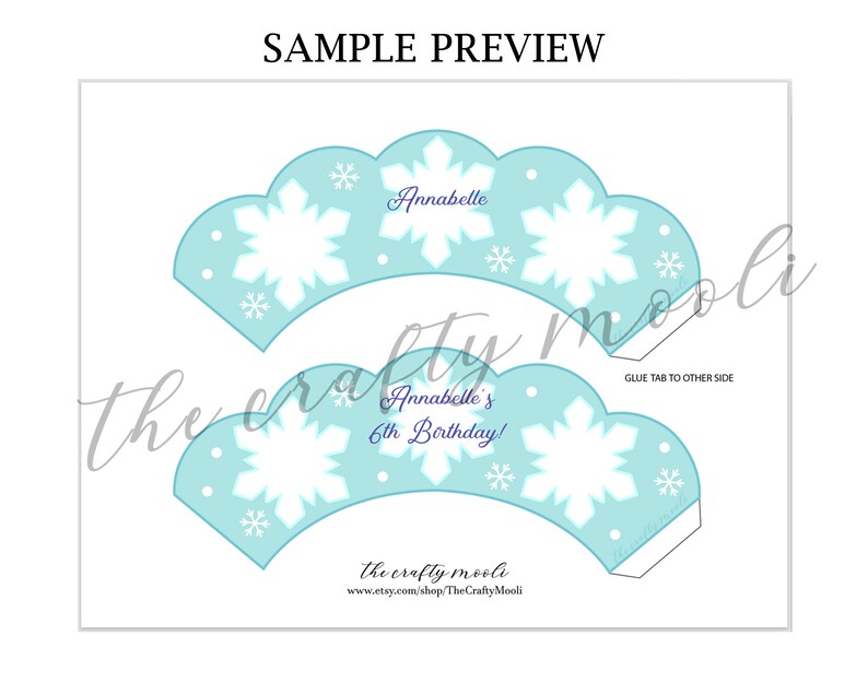Frozen Cupcake Wrapper - Instant Downloadable Printable Editable PDF ...