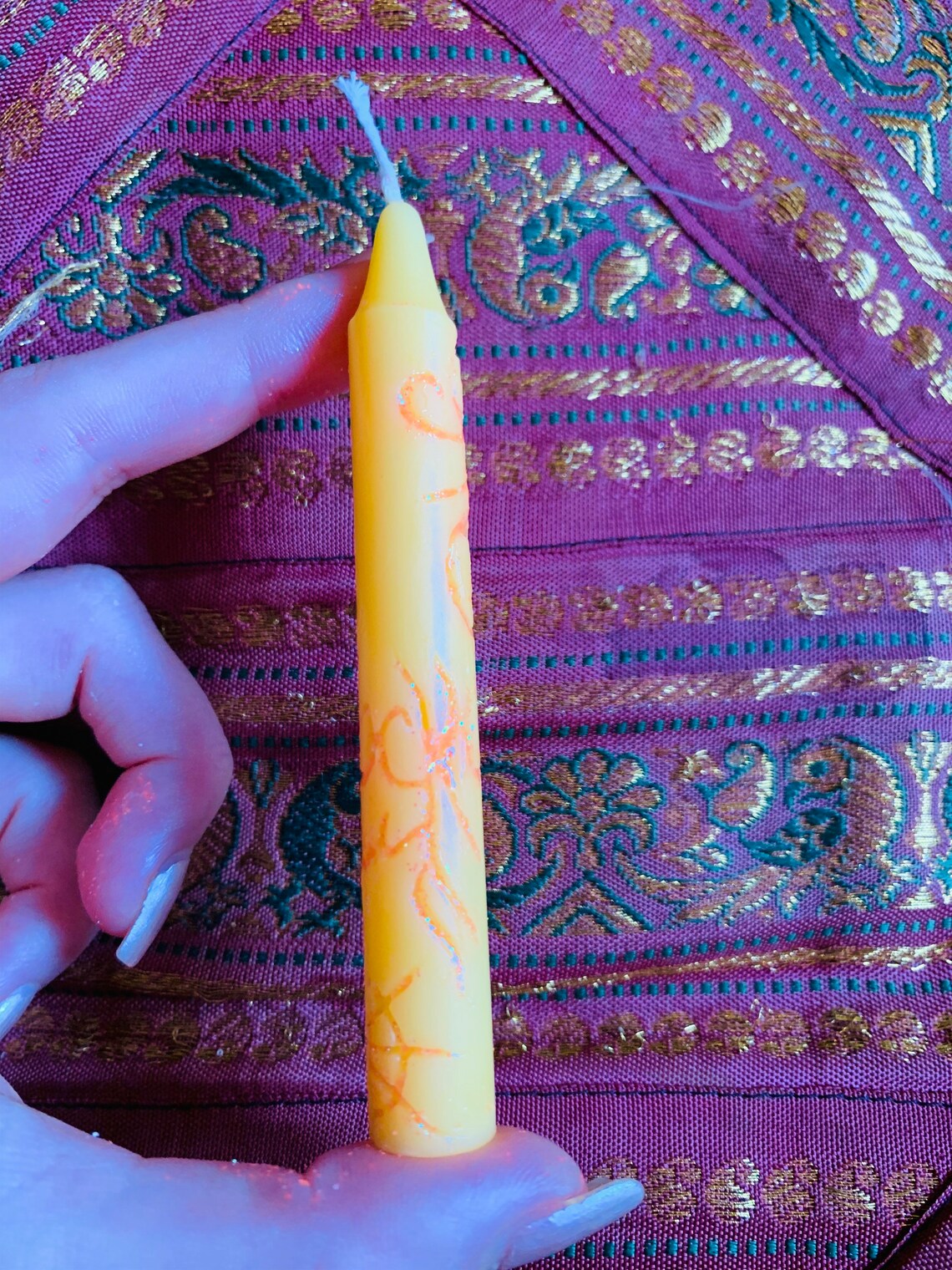 Custom Carved Yellow Ritual Candle Etsy