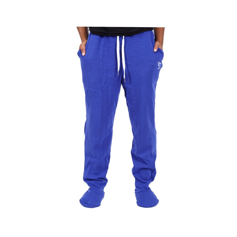 sweatpants with feet in them