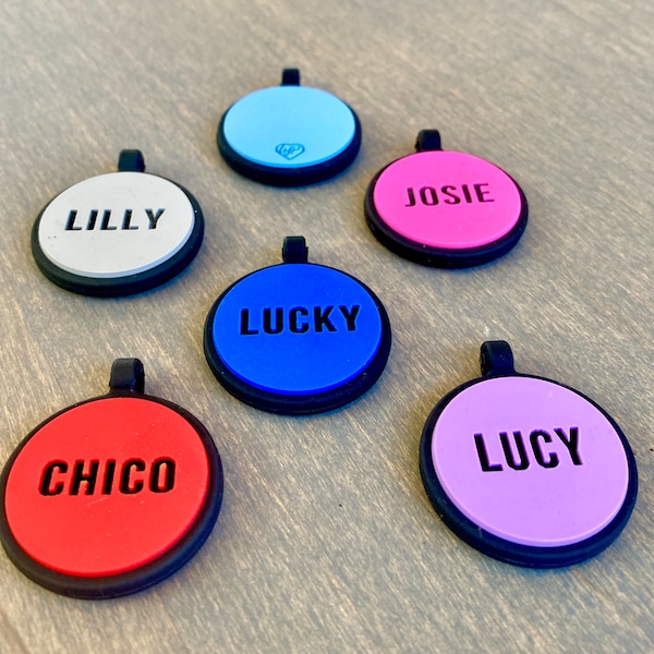 Love Your Pets Soundless Solid Pet ID Tag - Deep Engraved Silicone – Double Sided and Engraving Will Last - Dog Tags, Pet Tag, Dog ID Tag