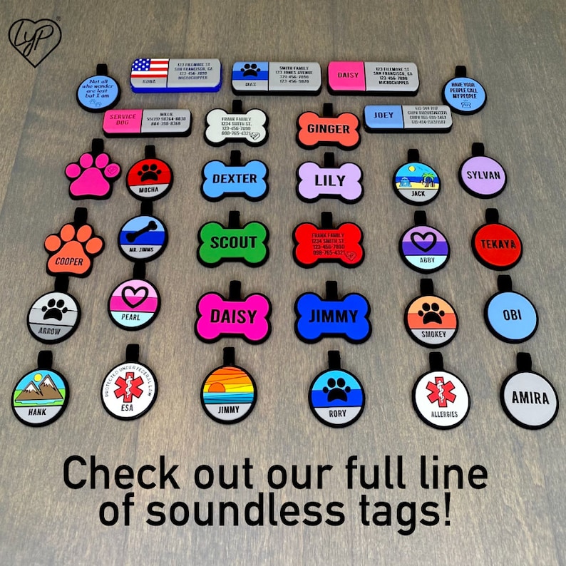 Love Your Pets Soundless Solid Pet ID Tag - Deep Engraved Silicone – Double Sided and Engraving Will Last - Dog Tags, Pet Tag, Dog ID Tag image 2