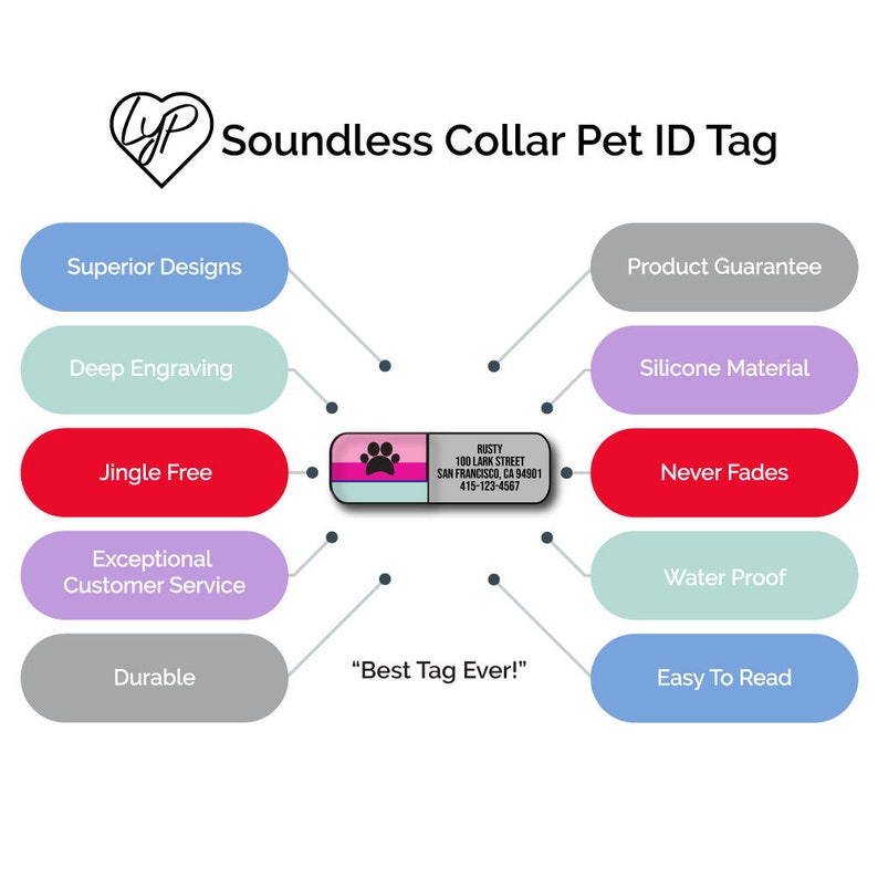 Love Your Pets Collar Soundless Designer Pet ID Tag Deep Etsy