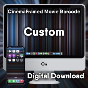 DIGITAL DOWNLOAD - Custom Movie Barcode, CinemaFramed, Movie Lover Wallpaper, Entire Movie Frame-by-Frame, Film Color Palette