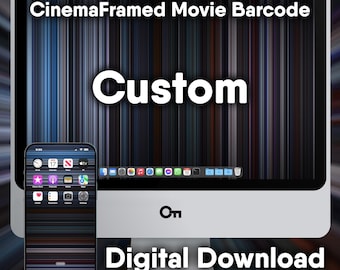 DIGITAL DOWNLOAD - Custom Movie Barcode, CinemaFramed, Movie Lover Wallpaper, Entire Movie Frame-by-Frame, Film Color Palette