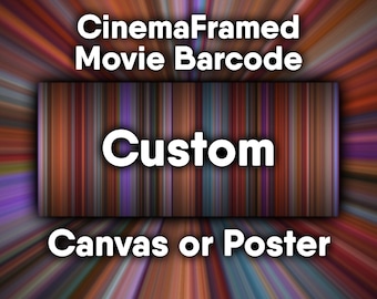 Custom Movie Barcode - Canvas or Poster, CinemaFramed, Movie Lover Wall Art, Entire Movie Frame-by-Frame, Film Color Palette