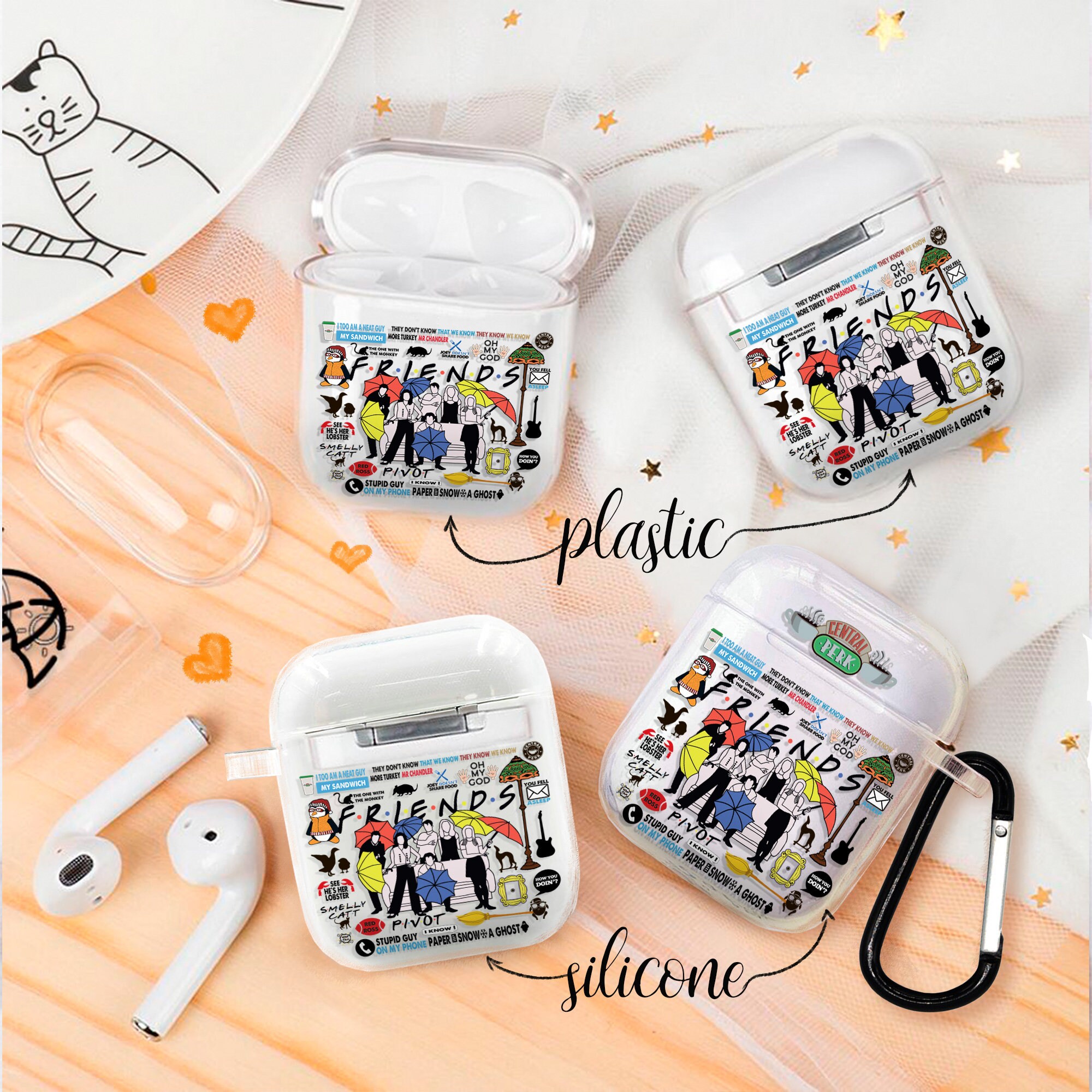 Friends AirPods case AirPod cover clear holder Apple AirPods Etsy