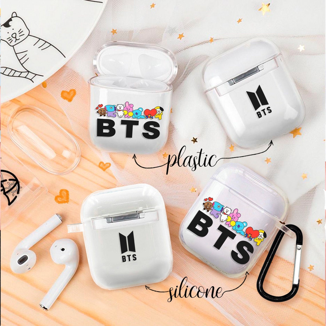 BTS AirPods case AirPod cover clear holder Apple AirPods Case Etsy