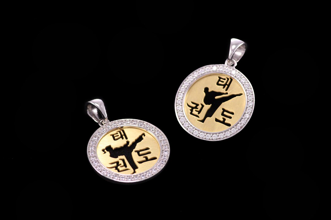 Gold Taekwondo Necklace Sterling Silver With Gold Small Size Etsy