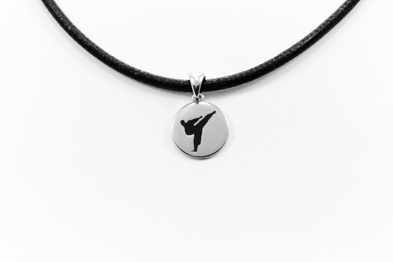 Silver Taekwondo Charm, Martial Arts Kicker, Karate Charm, Taekwondo